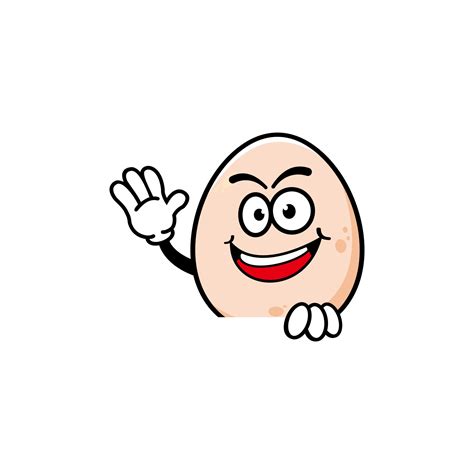 Smiling Egg Mascot Cartoon Character Vector Illustration Isolated On