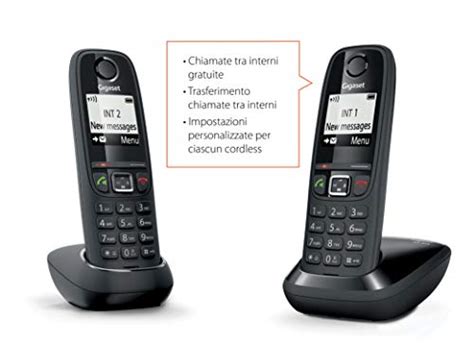 Gigaset AS405 Duo Telefono DECT Nero Identificatore Chiamata