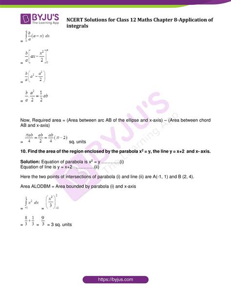 NCERT Solutions For Class 12 Maths Chapter 8 Application Of Integrals