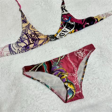 Vintage Ed Hardy Rare Pink Bikini Y2k Coquette Vintage Early 2000s Streetwear Punk Grunge Dark