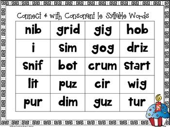 Consonant le Syllables by Second Grade Sweets | Teachers Pay Teachers