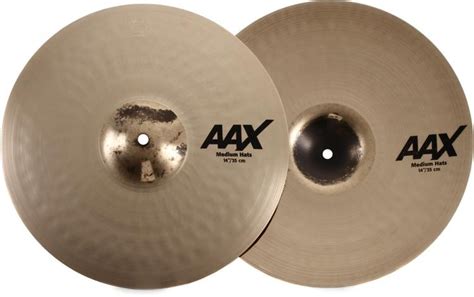 Sabian 14 Inch AAX Medium Hi Hat Cymbals Brilliant Finish Sweetwater