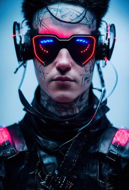 Retrato Realista De Un Hombre Ciberpunk De Ciencia Ficci N En Un Traje