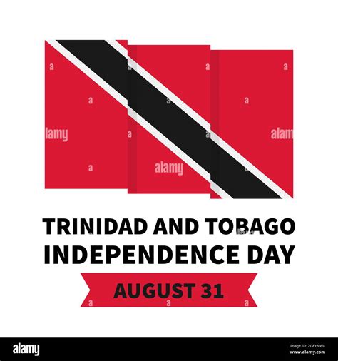 Trinidad And Tobago Independence Day Lettering With Flag Isolated On