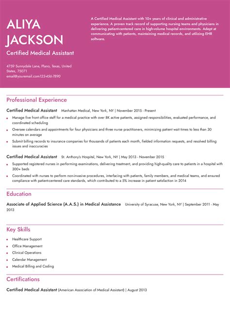 Medical Assistant Resume Examples And Templates For 2024