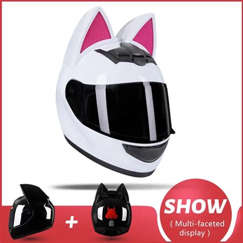 Casco De Moto Rcycle Con Orejas De Gato Para Hombre Y Mujer Accesorio