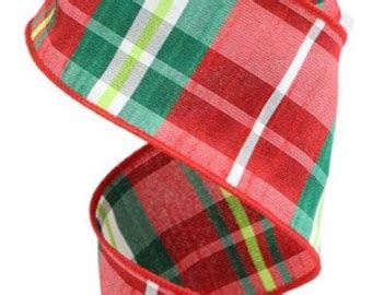 Metallic Plaid Wired Ribbon By The Roll X Yards Rgc F Etsy