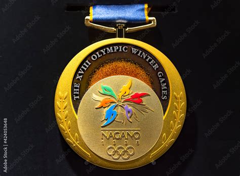 tokyo, japan - march 2 2021: Close up on the official gold medal used ...