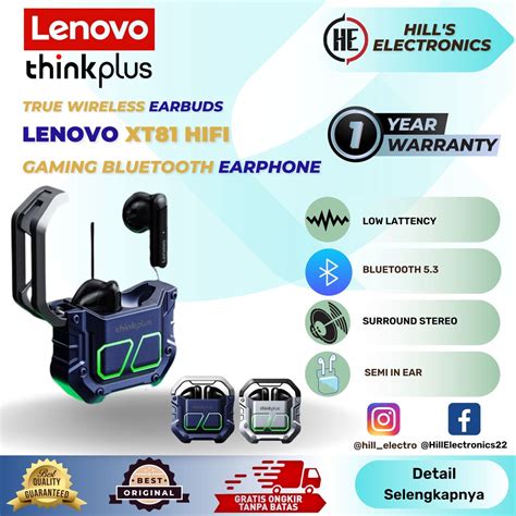 Jual Lenovo XT81 Thinkplus Gaming Bluetooth Earphone TWS Latensi Rendah