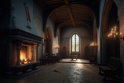 Premium AI Image | Illustration of the interior of a medieval castle ...