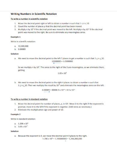 Scientific Notation Examples Pdf Examples