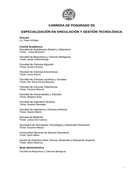 CARRERA DE POSGRADO DE ESPECIALIZACIÓN EN VINCULACIÓN Y GESTIÓN TECNOLÓGICA