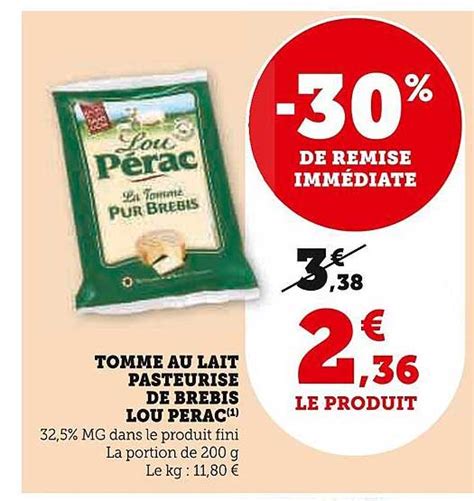 Promo Tomme Au Lait Pasteurise De Brebis Lou Perac Chez U Express