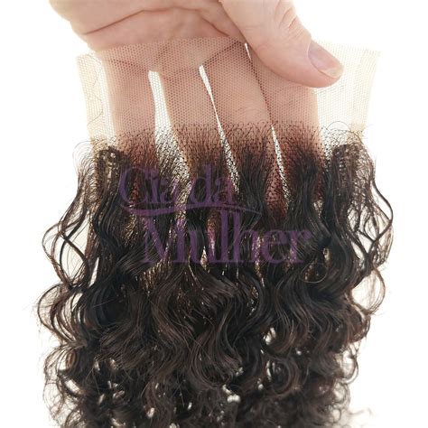 Topo De Cabe A Top Closure De Cabelo Humano Castanho M Dio Claro