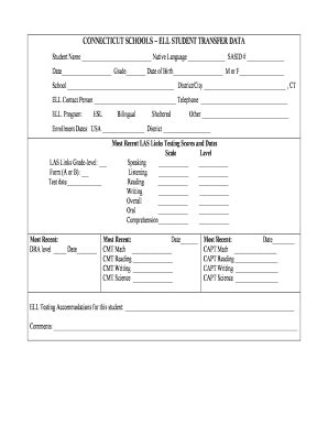 Fillable Online Capellct ELL Transfer Form Template Easier Versiondoc