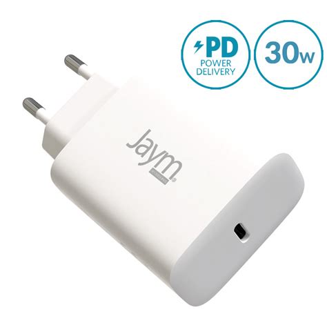 CHARGEUR SECTEUR RAPIDE USB C 30W PD ET PPS BLANC JAYM JMCHARGEUR009