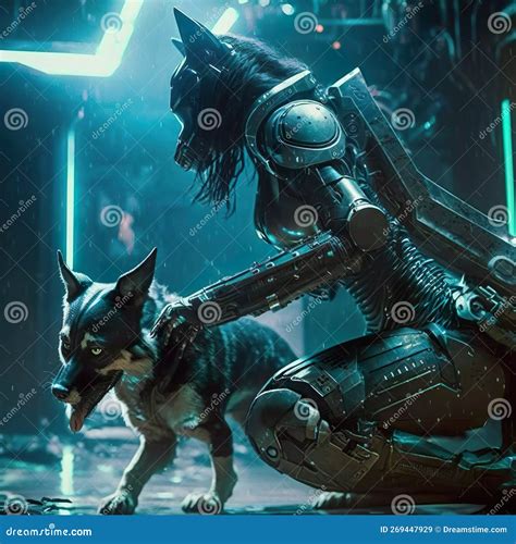 Alien In Armor With Dog Stock Image Image Of Setting 269447929