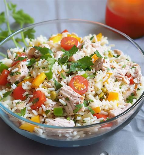 Salade de riz au thon et œufs durs Légère et rafraîchissante