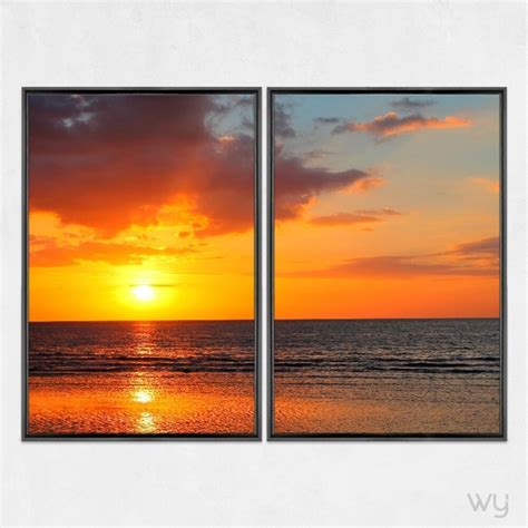 Quadro Mar Sunset Horizonte Kit Duas Telas