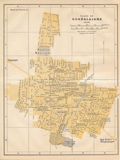 1935 Guadalajara México Mapa Antiguo Etsy México