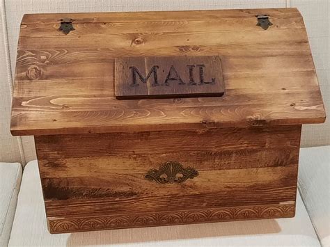 Large Vintage Style Rustic Farmhouse Wooden Mailbox One Of A Kind In