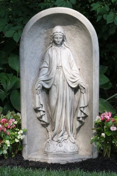 Old Stone Finish Our Lady Of Grace Garden Statue Built In Grotto 30 Inches