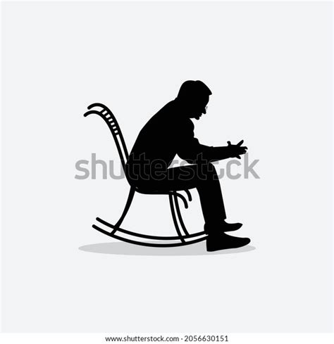 Old Man Sitting Rocking Chair Vector เวกเตอร์สต็อก ปลอดค่าลิขสิทธิ์