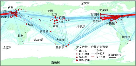 Geographical Distribution Of Scientific Collaboration Network In World