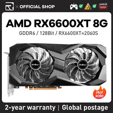 JIESHUO AMD RX 6600XT 8GB Video Card GDDR6 GPU128 Bit Rx6600 Xt 8g For