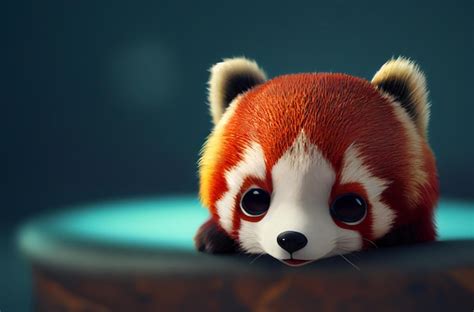 Un panda rojo pequeño y lindo con estilo de dibujos animados en un