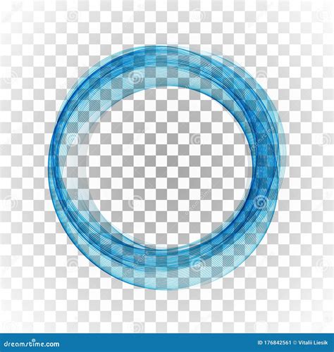 Blue Circle Frame Abstract Flow Of Transparent Vector Waves In The