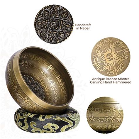 Tibetan Singing Bowl Set Antique Bronze Mantra Engravings Singing Bowl