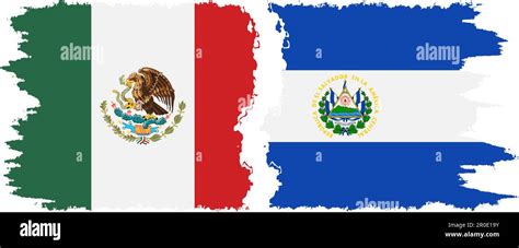 El Salvador And Mexico Grunge Flags Connection Vector Stock Vector