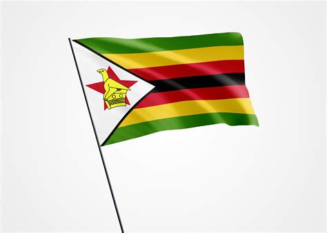 Zimbabwe Flag Flying High In The White Isolated Background April 18