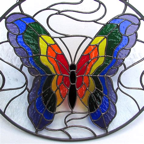 Living Glass Art Stained Glass Rainbow Butterfly~~new And Improved Version