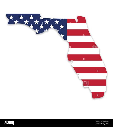 Florida State Simplified Map Shape With Usa American Flag Vector