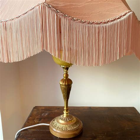 Large Oversized Blush Pink Scallop Fringed Lampshade Vintage Etsy