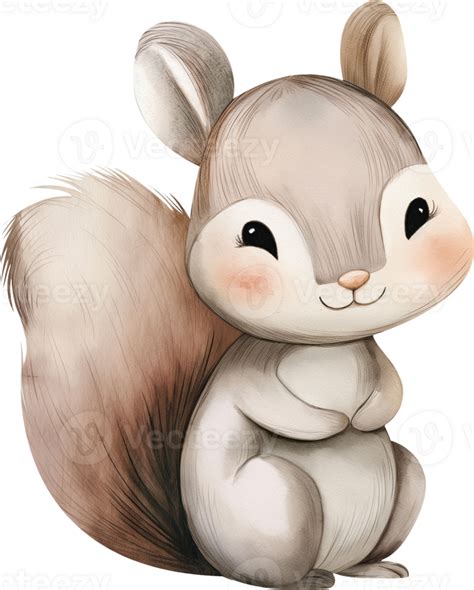 Cute Squirrel Watercolor 49069059 Png