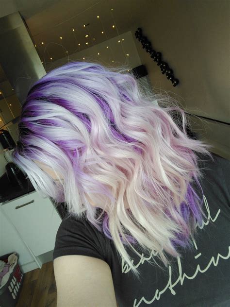 Wavy Purple And White Hair Purple Blonde Hair Purple Highlights Blonde Hair Purple Hair