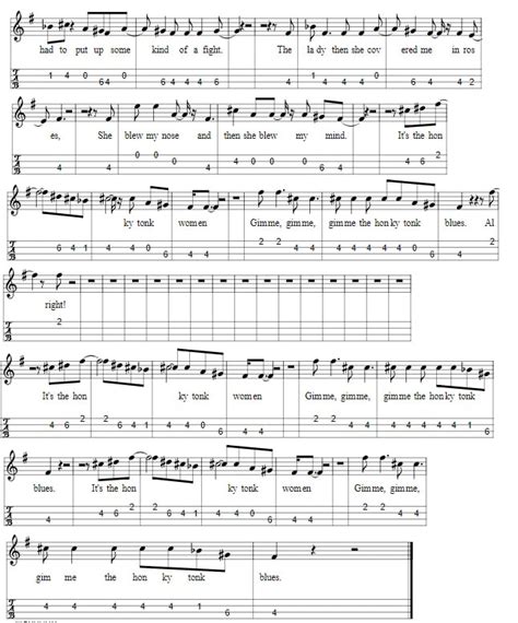 Honky Tonk Woman Mandolin Tab Tenor Banjo Tabs