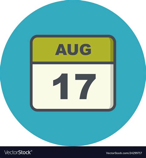 August 17th date on a single day calendar Vector Image