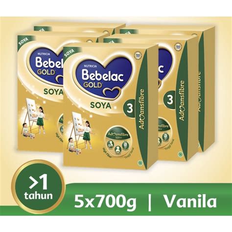 Jual Bebelac Gold Soya 3 Vanilla Formula 700gr X 5 Shopee Indonesia