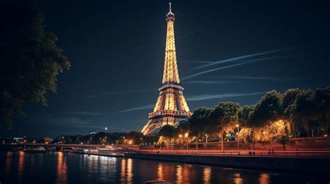 Premium Photo | Night view of Eiffel Tower