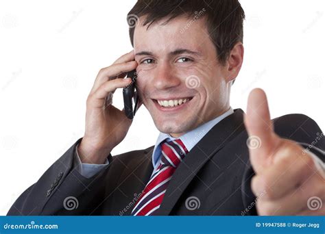 Businessman Making A Phone Call Showing Thumb Up Stock Photo Image Of