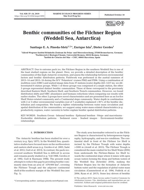 PDF Benthic Communities Of The Filchner Region Weddell Sea Antarctica