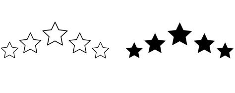 Outline Silhouette Five Stars Rating Set Isolated On White Background