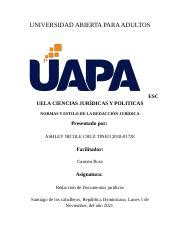 Tarea Redaccion De Doc Juridicos Docx Universidad Abierta Para