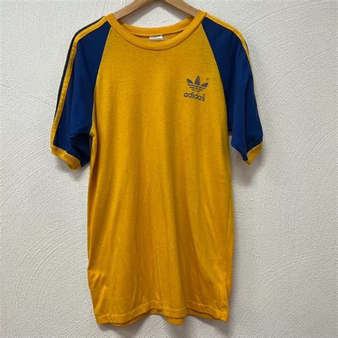 Adidas Shirts Vintage Adidas 3 Stripes Yellow Blue Trefoil Mens Tee Shirt Sz Xl Poshmark