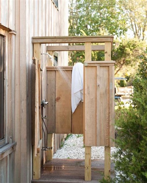 Outdoor Shower On Wooden Deck DIY Outdoor Bathroom Design