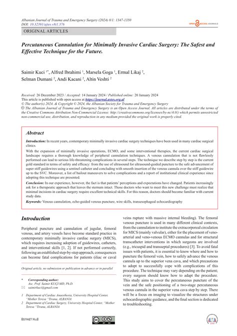 PDF Percutaneous Cannulation For Minimally Invasive Cardiac Surgery